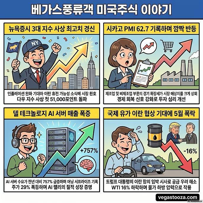 다우 51,000 돌파와 DELL AI, 이란 유가 협상 관련 이미지
