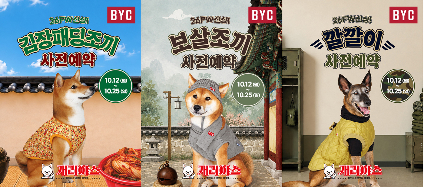 BYC, 반려견 의류 브랜드 '개리야스' 신제품 12종 23색 출시 관련 이미지