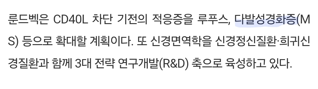 룬드벡은 왜 MS(다발성경화증)을 타겟으로 할까?